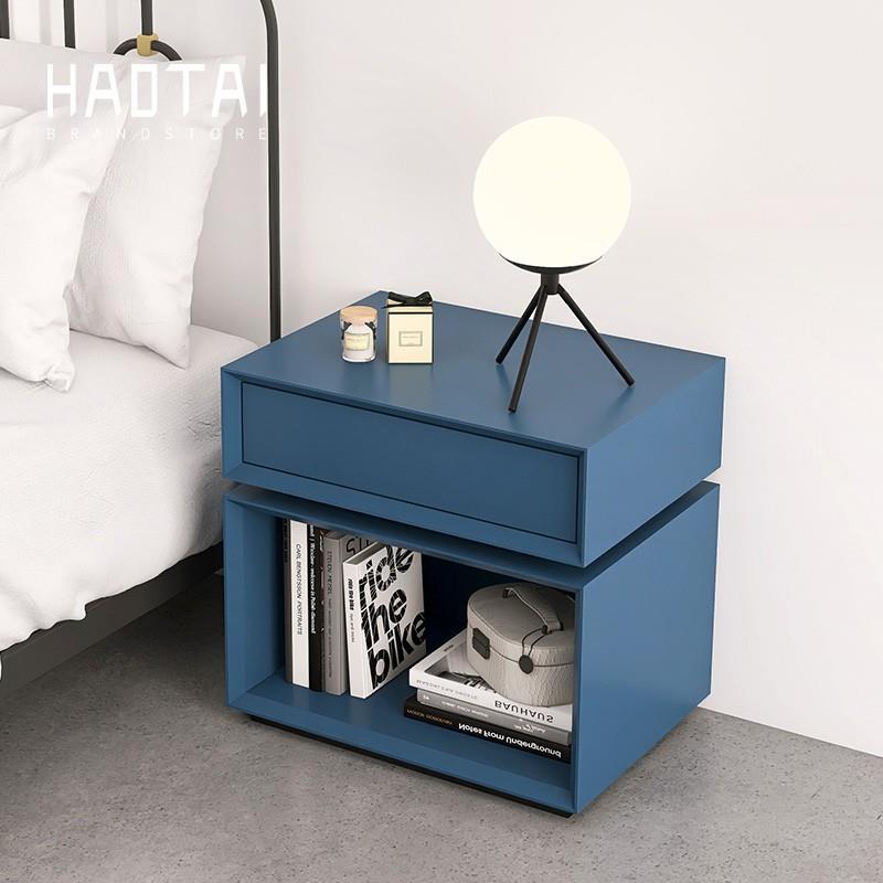 意式极简三斗边柜设计师创意可旋转储物床头柜现代轻奢客厅收纳柜