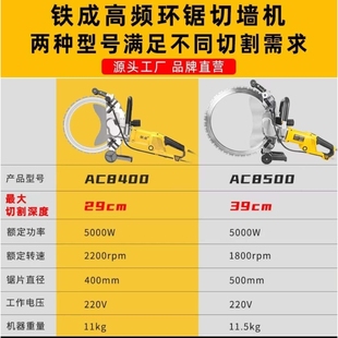 AC8500 铁成大功率环锯多功能开墙机切割机改门墙锯AC8600 AC8400