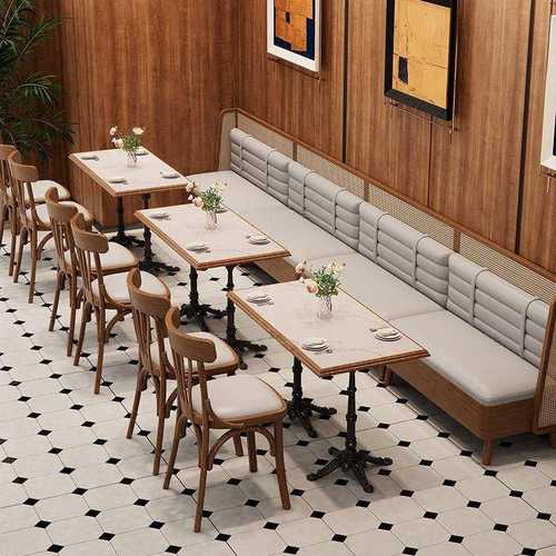 餐厅卡座咖啡沙发桌椅组合靠墙实木酒吧清吧咖啡厅餐桌卡座