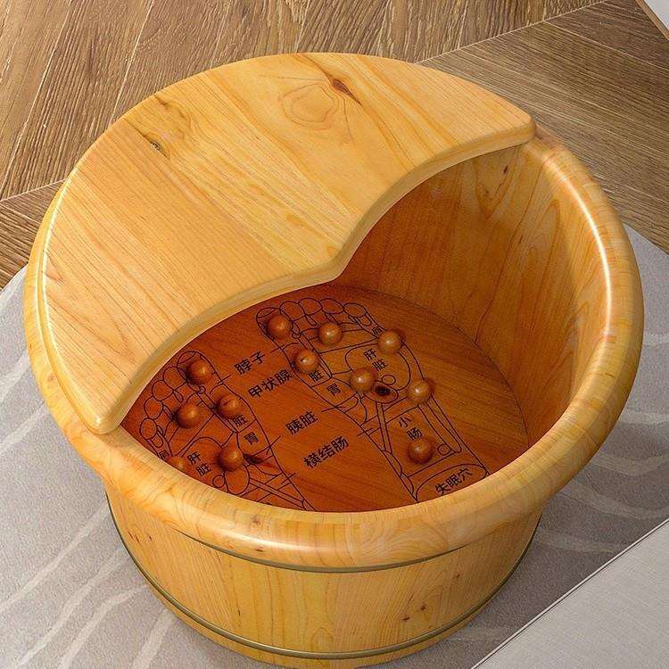 家用实木足浴盆泡脚桶木桶洗脚桶保温木质养生按摩洗脚木盆木珏沁