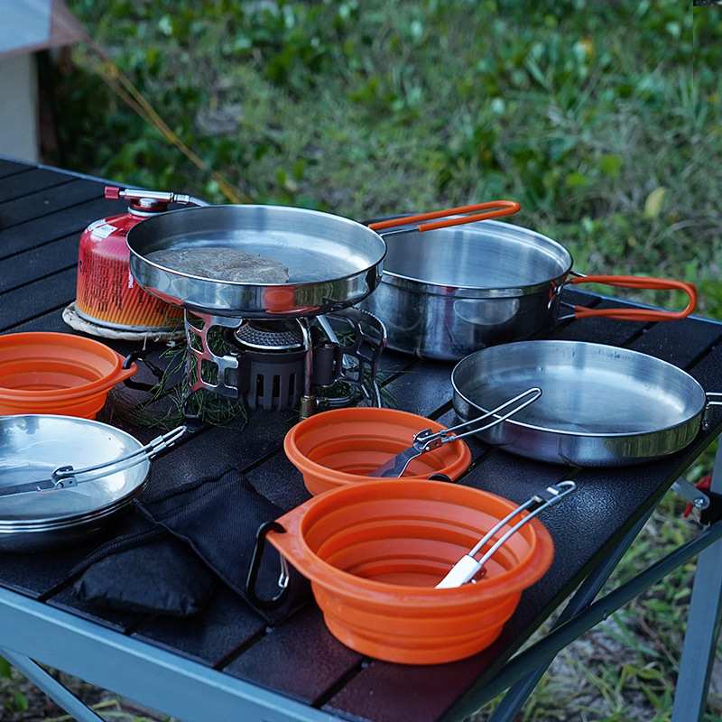 KingCamp户外锅具套锅便携露营炊具不锈钢野餐餐具套装户外装备