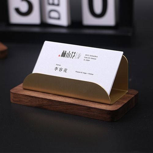 名片展示架高级实木大容量名片盒高档卡片夹桌面架卡盒盒子木质前
