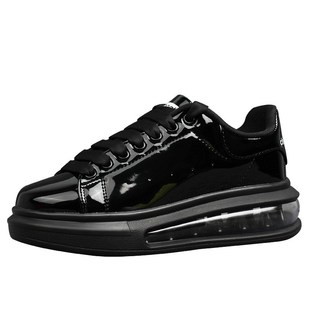 男情侣款 运动鞋 厚底松糕鞋 滑板鞋 男 气垫底男式 亮面漆皮小白鞋