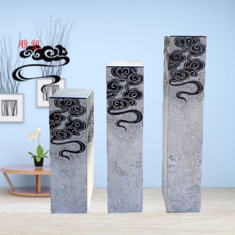 新品石雕祥云柱花架汉白玉花盆底座大理石柱敦花几青石拴马桩庭院