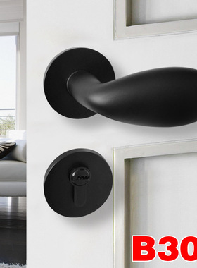 美式球形锁门锁室内黑色房门单舌执手锁卫生间卧室简约门锁