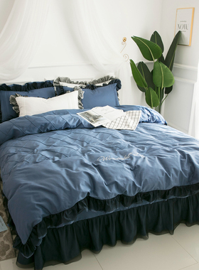 网红蕾丝公主风床裙四件套全棉欧式床单床罩被套1.8m床上用品