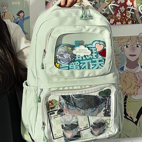 日系ins痛f包百搭大容量双肩包女2024新款透明学院风校园学生书包