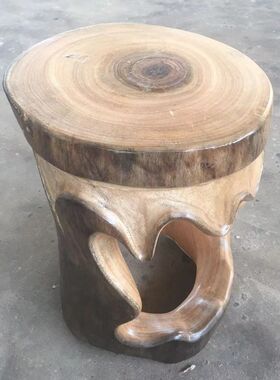 网红根雕凳子f实木墩木桩底座原木香樟花架底座茶几桌树桩镂空矮