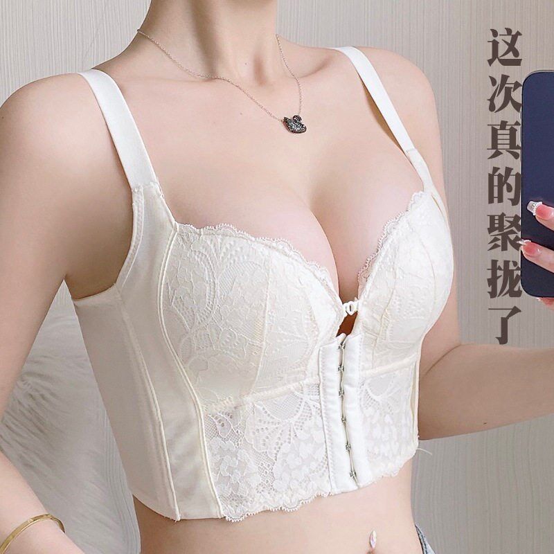 美容院加厚小胸i聚拢调整型内衣前扣收腹收胃腩文胸副乳防下垂美