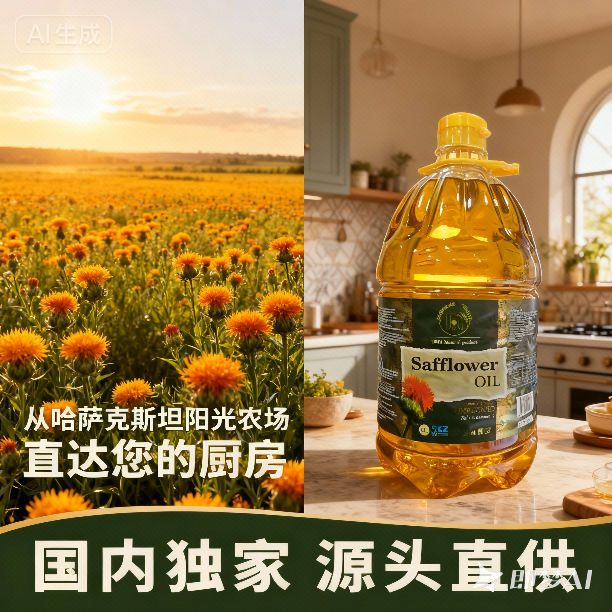 五升食用油红花籽油哈萨克斯坦原装小瓶食用油初榨炒菜健康食用油
