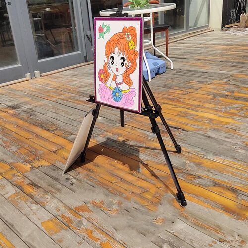 三角画架画板支架金属可伸缩架儿童画H画摆摊画架涂鸦画板展示架