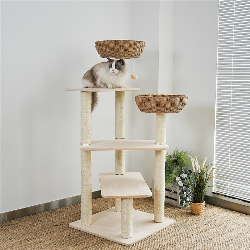 藤编猫窝猫树猫爬架一体剑麻柱磨爪子大型多层不占地猫架子攀爬