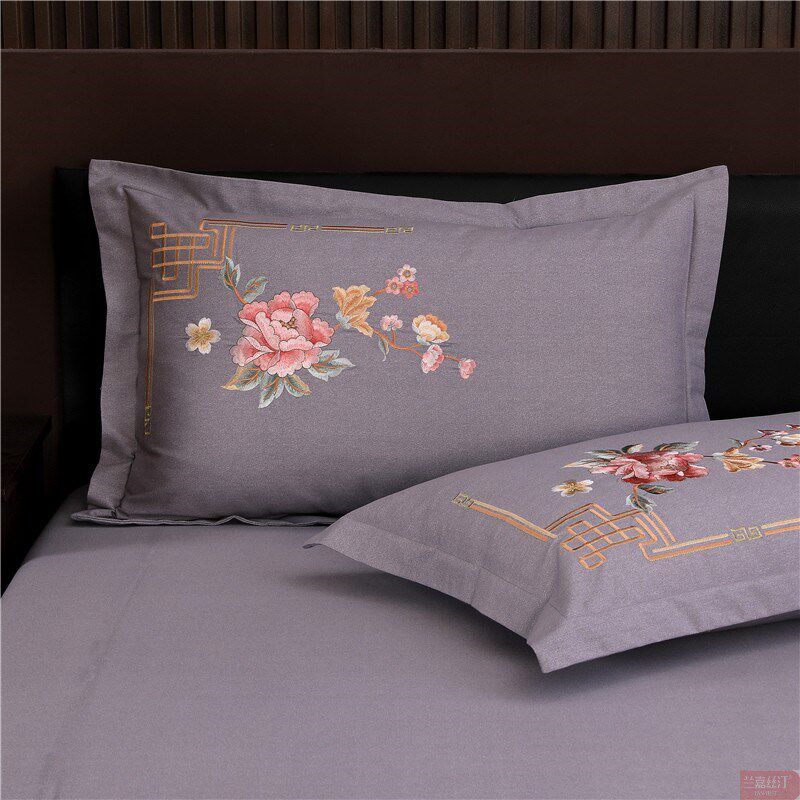 120支100%全棉纯棉加厚磨毛刺绣四件套被套床单网红婚庆床上用品