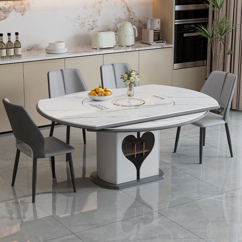 新款岩板餐桌椅家用智能语音暖菜板带转盘电磁炉高端伸缩折叠圆桌,住宅家具,岩板餐桌,淘宝优惠券,粉丝福利购,淘宝优惠卷