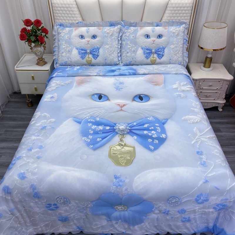 新款夏季5D凉感丝床盖款夏被四件套可机洗夏凉被空调被床上用品