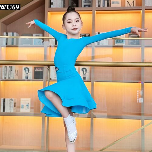 高级拉丁舞表演服女儿童舞蹈练功服规定比赛服装少儿拉丁舞服长袖