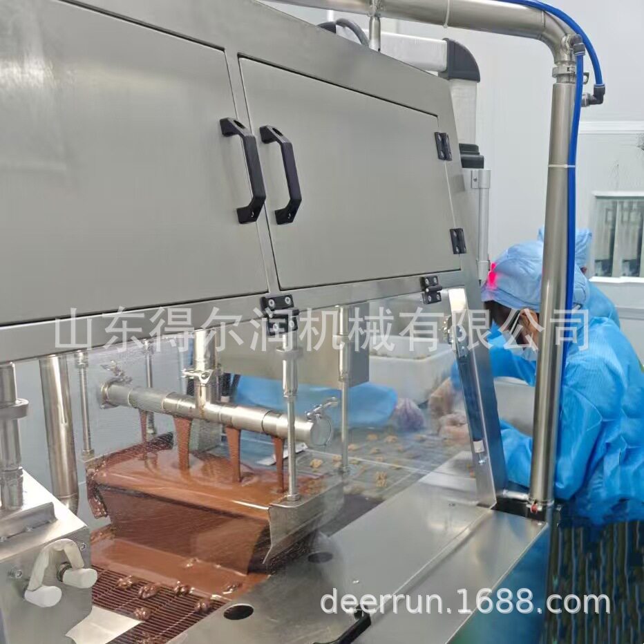 腰果仁巧克力涂层机甘肃巧克力核桃涂层冷却生产线300kg/h自动
