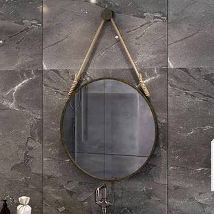 北欧铁麻绳装 饰吊镜卫生间圆982酒店形浴室镜艺家用卧室壁挂梳妆
