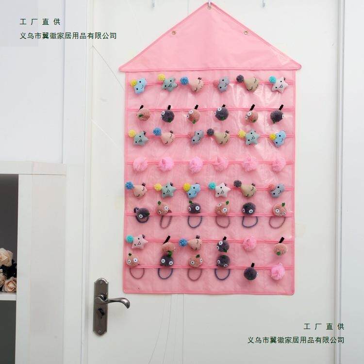 透明985插卡 门后布艺收纳袋幼儿识卡收物纳晨检挂袋字名片袋袋储