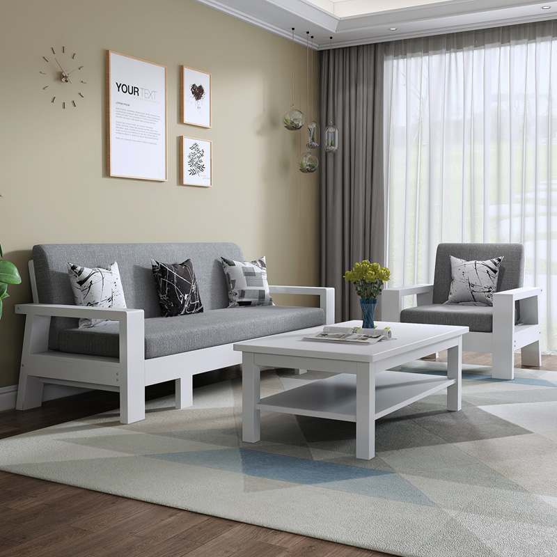 实木沙发床组合可折叠推拉u客厅小户型多功能单人双人三人坐卧两