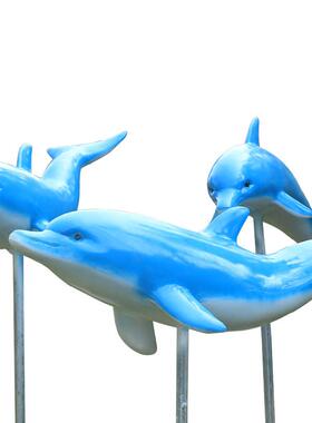 真海豚摆件装户外仿玻璃钢海洋雕塑花园园房产林景DGR观饰小品美