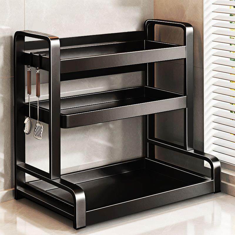 不锈MMC钢厨置物架台刀架家用调味料品多面功能收架子房黑色调料