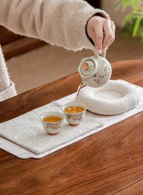 织锦缎刺ZH84805绣飘竹茶席套新中垫式家用布艺配隔热壶承垫道件