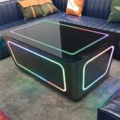 ktv茶几光发板玻璃不锈KTV茶几轻奢酒吧会岩所夜总会专用沙发钢茶