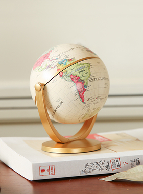 欧式迷你美式创意书桌复古地球仪小摆件书柜N软装饰品家居摆设饰