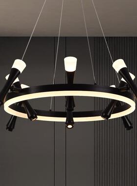 北欧餐厅吊灯创意个性长条个灯性极餐厅397书房灯卧室创意圆环简