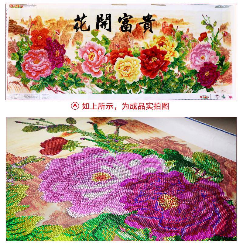 美款5D钻石CCM客画新花开富贵牡丹圆钻秀贴钻画厅钻石绣十岸字绣2