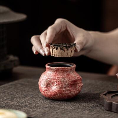 潮新款岩矿彩携陶手捏茶陶叶罐国家用便小号复古瓷密CYG25823封储