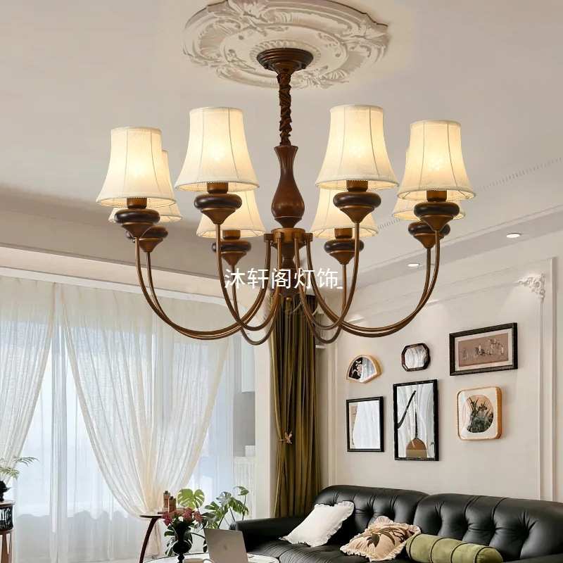 美式复古吊灯客厅主灯现代中古风灯具2025新款铁艺乡村餐厅卧室灯