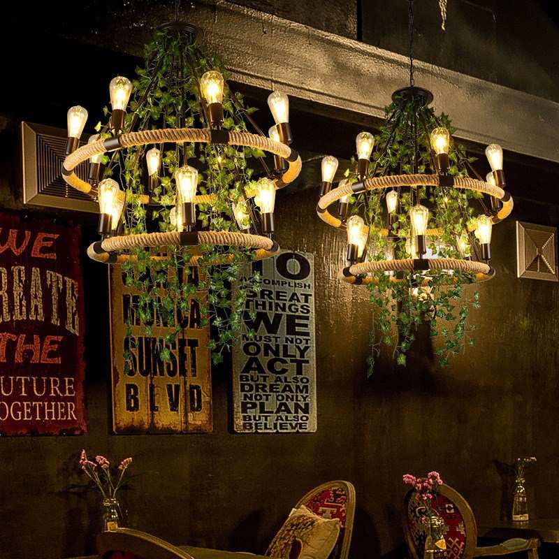 中山工厂直销广东中山古镇工业风植物吊灯创意餐厅吧台复古奶茶火