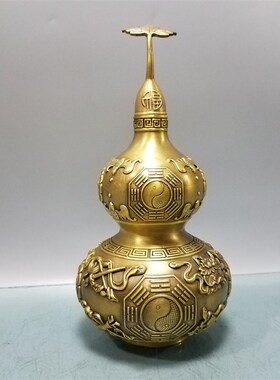 纯铜葫芦摆件铜百福开口葫芦家居辟火龙瓶摆设工艺品