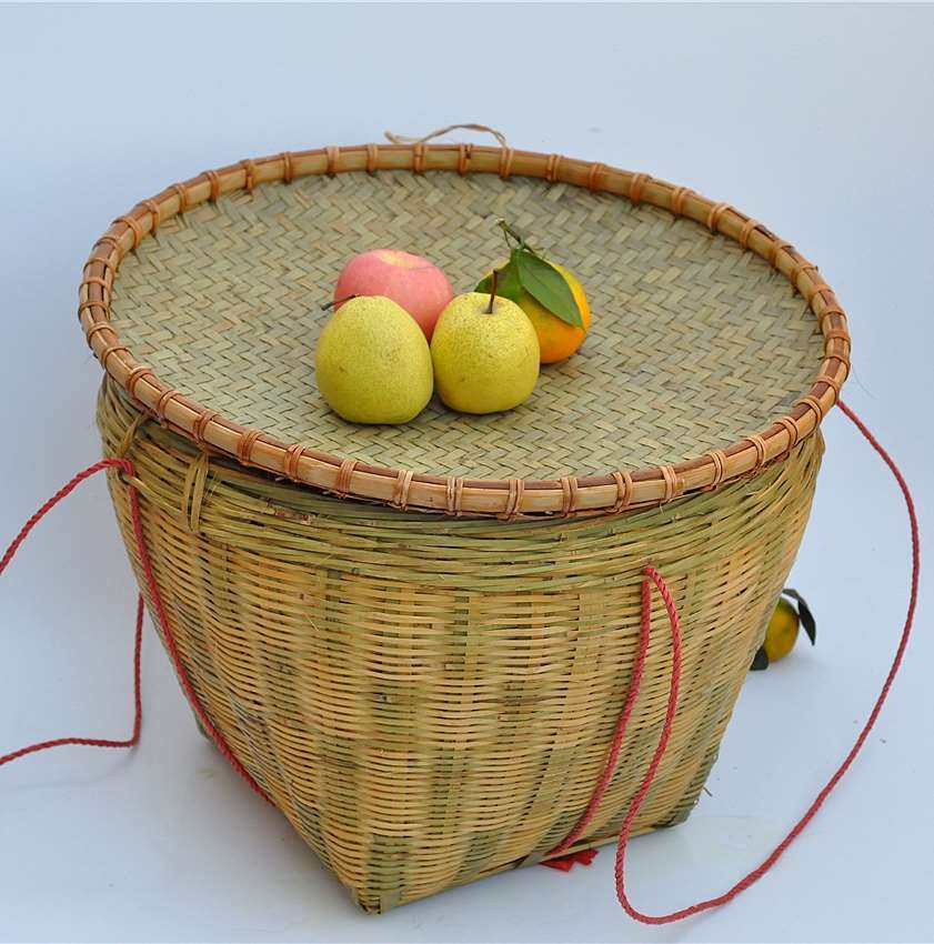 新款高档精品壮族大号箩筐竹编织品 淘米箩篼 粮食竹筐 收纳篓喜