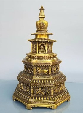 特大号佛塔摆件纯铜八卦九层方位文昌塔客厅办公室书房桌面摆件