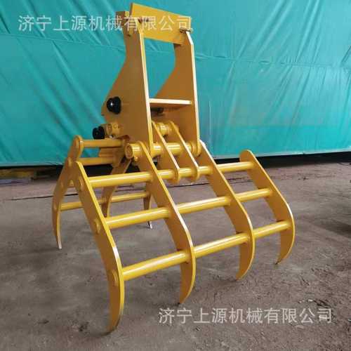 旋转草捆装卸搬运夹子小型机械设备抓料夹抓草器挖机液压抓木机