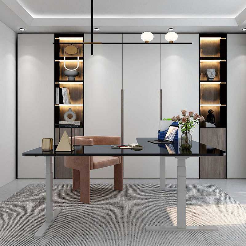 厂家直供90°智能电动升降桌总裁行政办公桌写字桌桌架一件