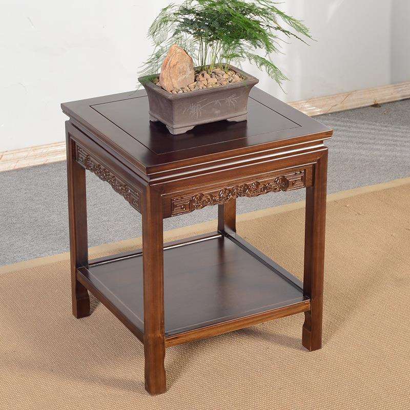 纯实木沙发边几角几侧边柜中式正小方桌茶几茶桌台鱼缸架花架盆景