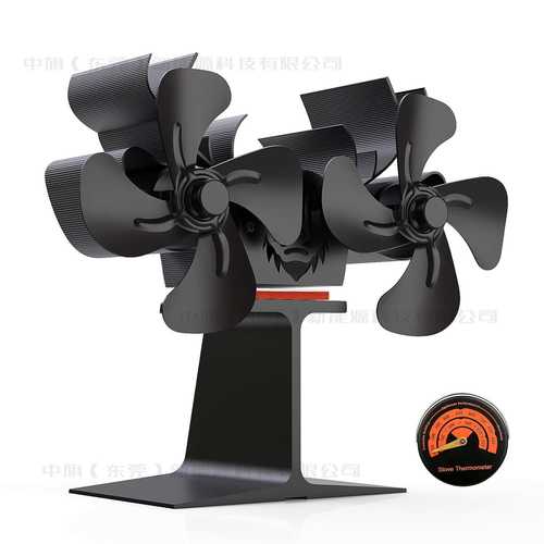 新款壁炉风扇双头欧美燃木热动力风扇8叶片圣诞麋鹿金属空气风扇