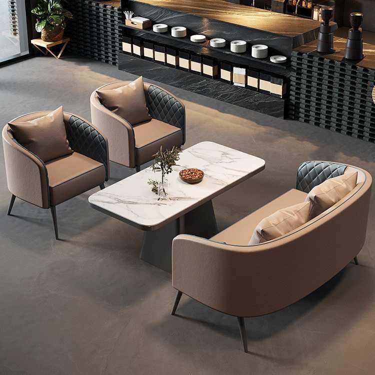 美式咖啡厅休闲卡座沙发 复古奶茶店皮艺沙发 西餐厅酒吧沙发组合