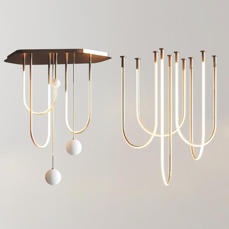 意大利设计师挑空U形吊灯客厅餐厅复式loft楼梯灯展厅艺术吸顶灯