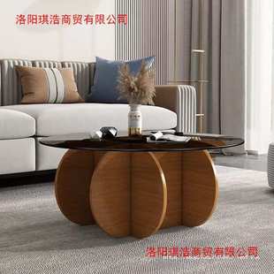 创意茶几客厅家用小户型现代轻奢简约网人造板意式木骨架大理石