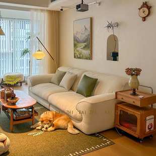 法式奶油风兰德里沙发现代简约客厅雪尼尔布艺沙发直排小户型沙发