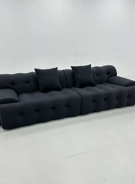 意式极简布艺直排沙发网红客厅罗奇堡设计师家具黑色现代懒人沙发