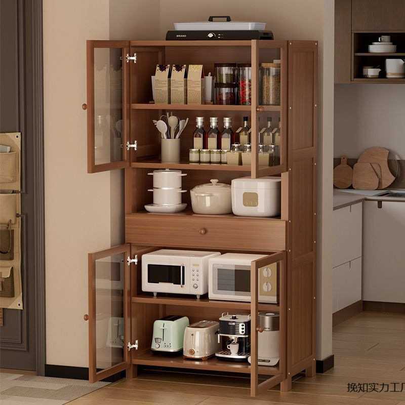 家用厨房橱柜多层实木餐边柜多功能置物架落地碗柜餐具收纳储物柜