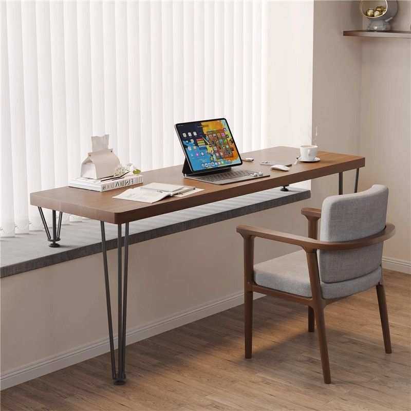 全实木家用阳台电脑桌学生卧室飘窗双人书桌写字桌简约现代办公桌