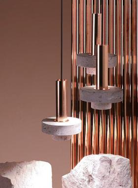 水泥灰色小吊灯餐厅灯现代简约单头卧室床头灯工业风吧台餐桌吊灯