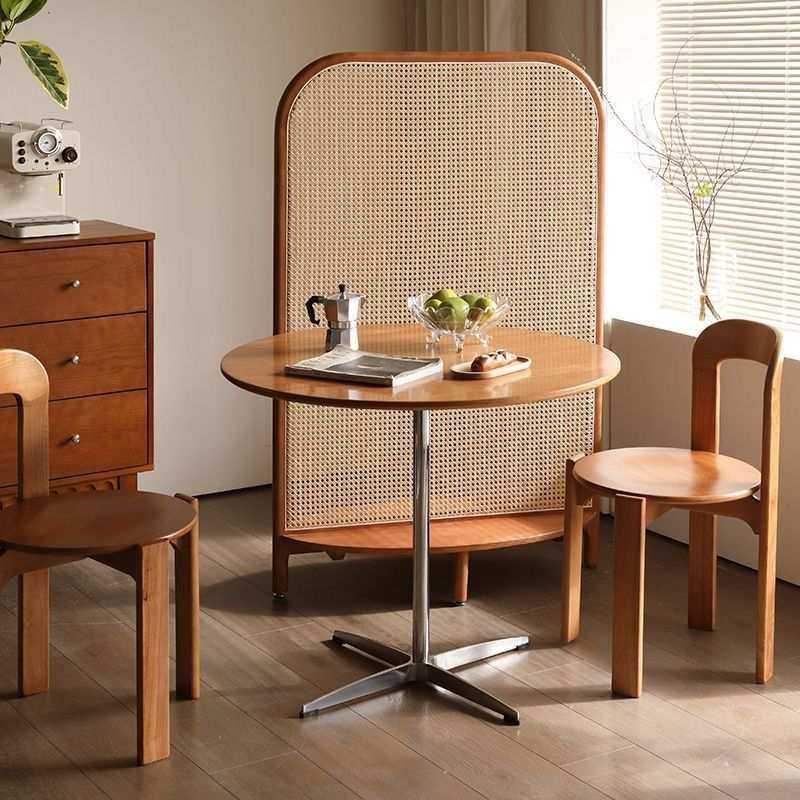 中古风餐桌洽谈桌子圆桌小户型复古茶几阳台边几家用简约办公桌子